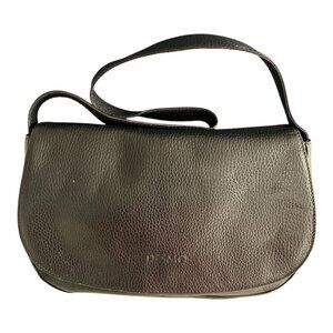 Desmo Black Pebbled Leather Shoulder Bag – Made in Italy – 90s